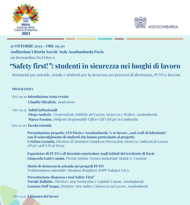 "Safety First!": studenti in sicurezza nei luoghi di lavoro